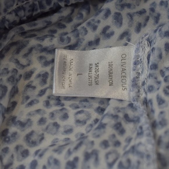 Olivaceous Blue Leopard Tiered Skirt L High Waist Flowy Stretch Boho Trendy - Picture 8 of 13